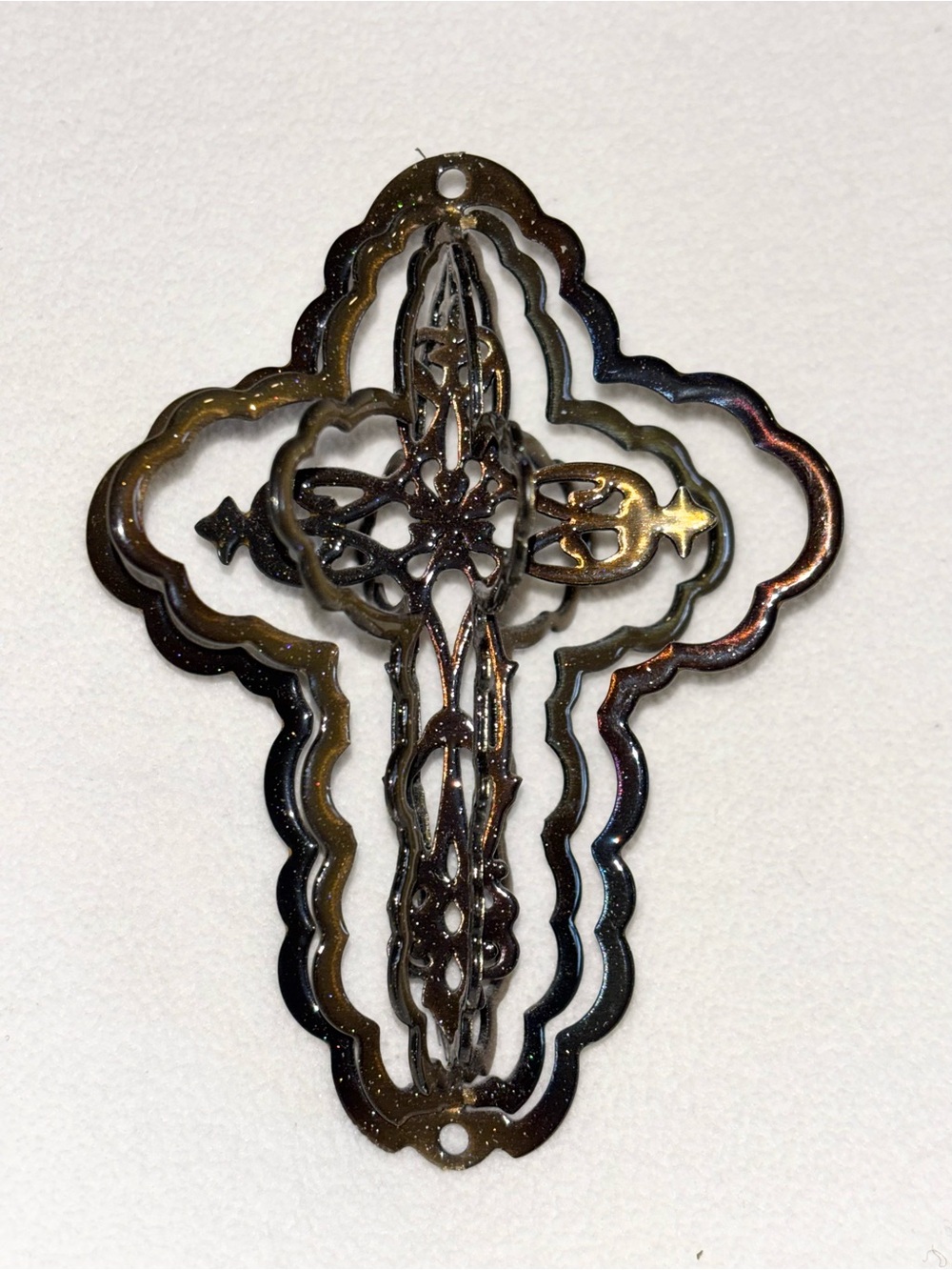 Ornate Metal Hanging Cross Dimensional Religious Decor